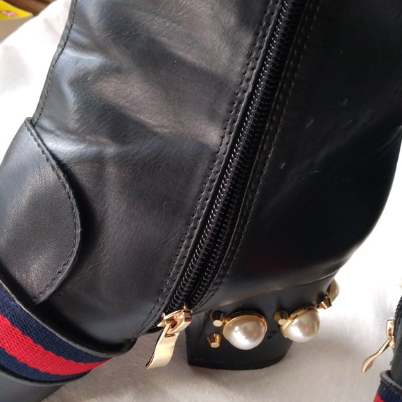 Gucci Women's Black Pearl & Stud Peyton Boots - Picture 10 of 10